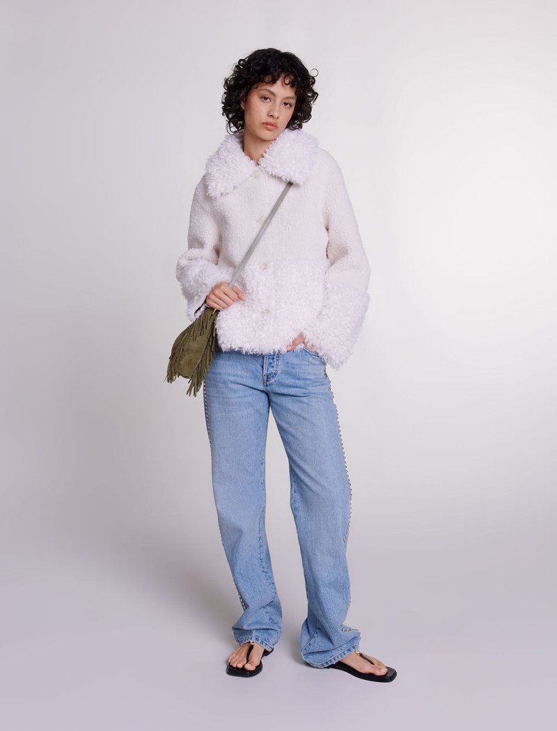 maje Short fake fur coat outlook