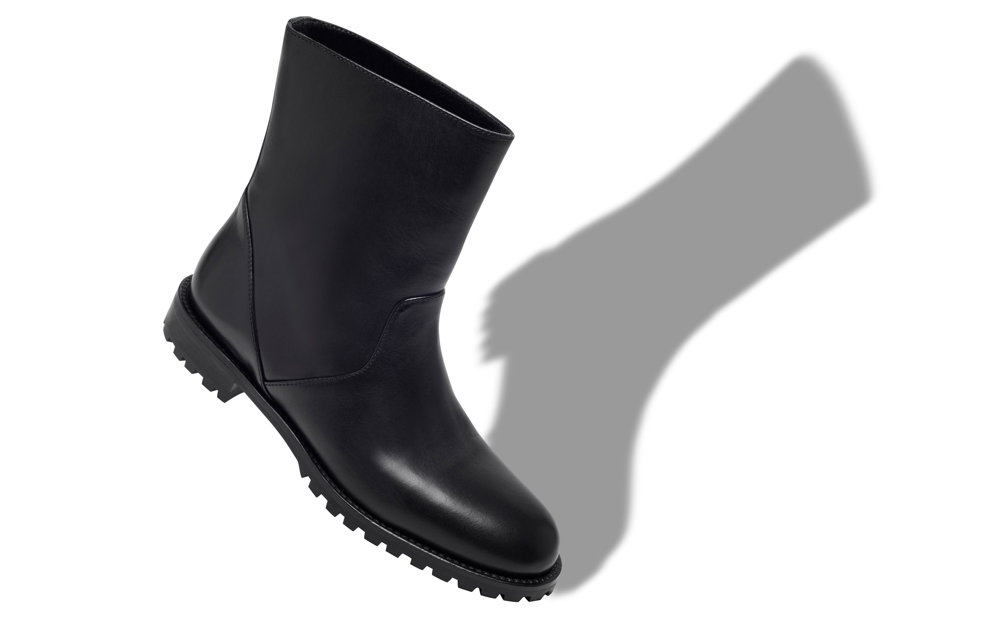 Black Calf Leather Ankle Boots - 2