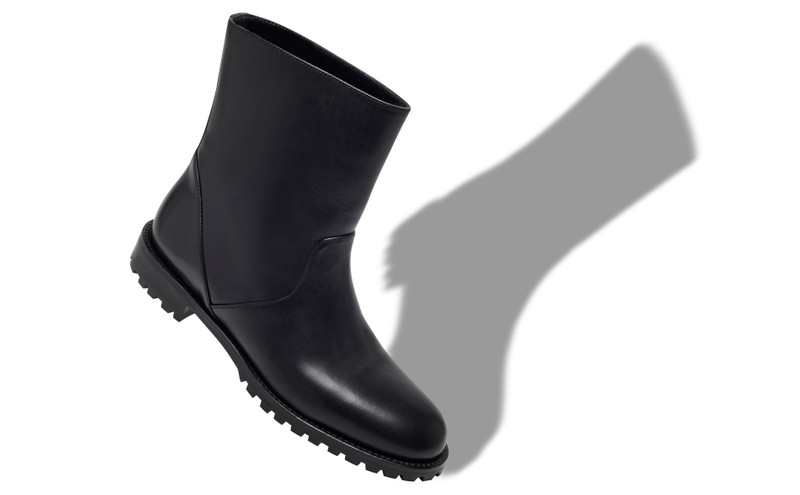 Manolo Blahnik Black Calf Leather Ankle Boots outlook