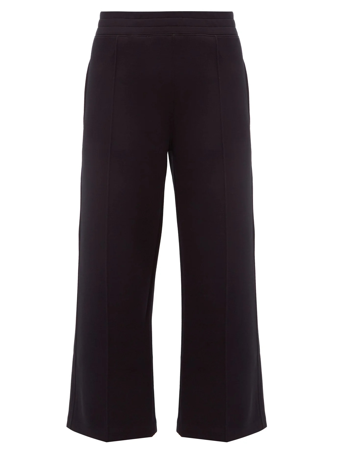 Cotton-blend cropped wide-leg trousers - 1