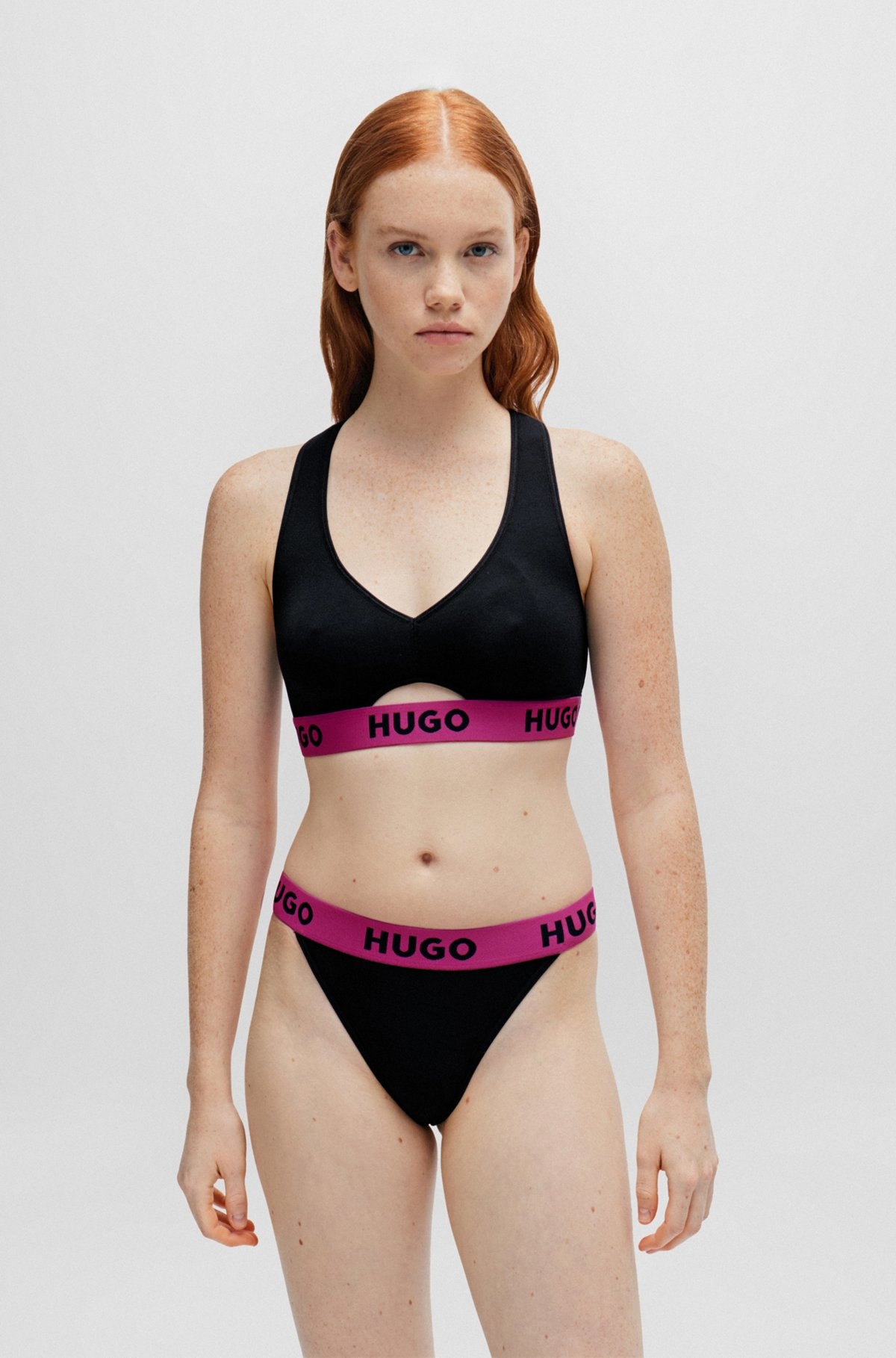 STRETCH-JERSEY RACER-BACK BRALETTE WITH BRANDED WAISTBAND - 2