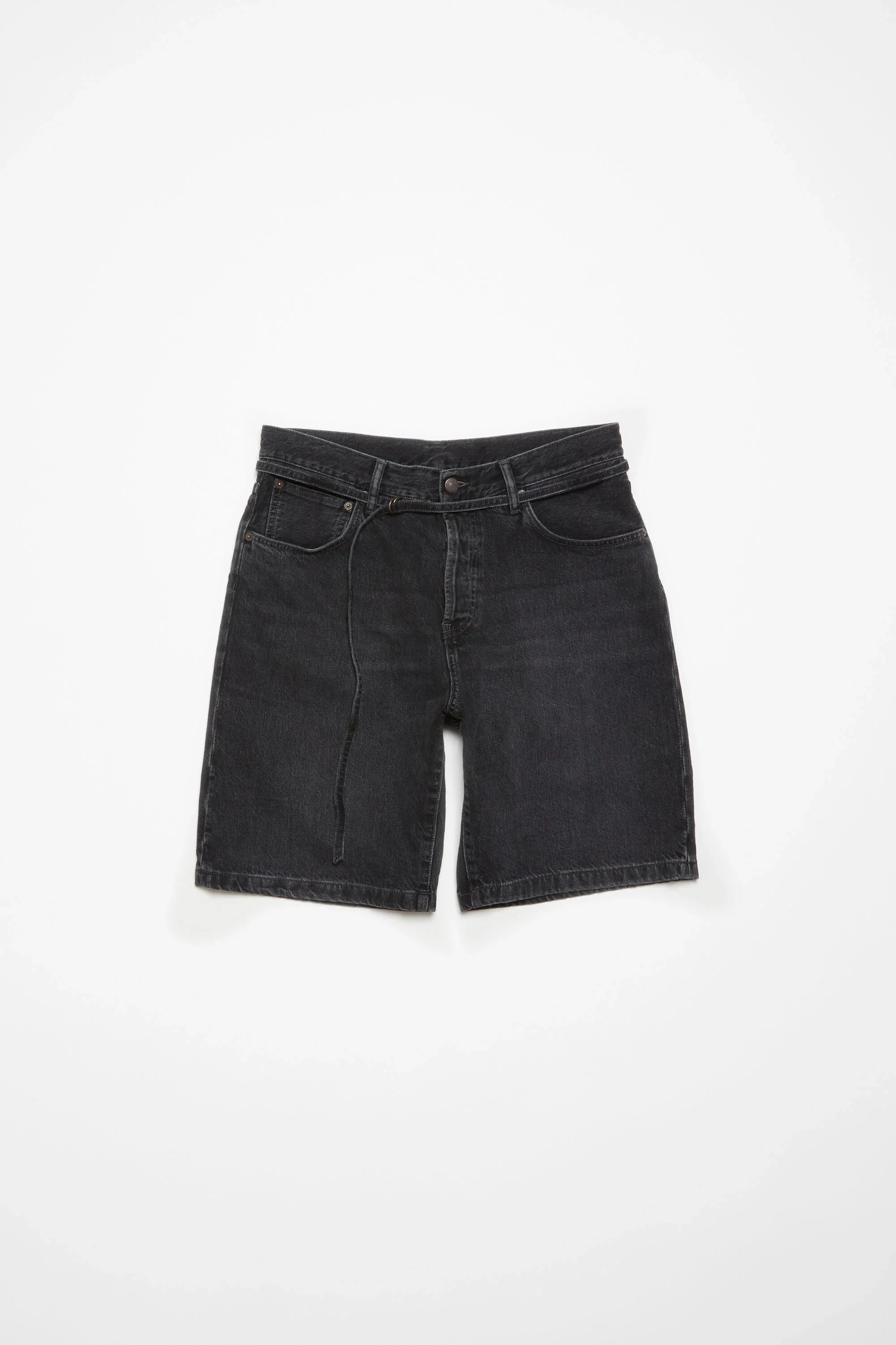 Loose fit denim shorts - Black - 1