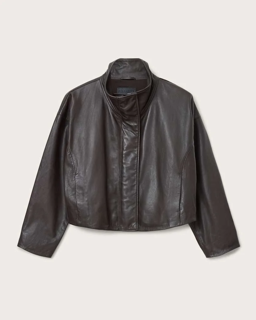 RYDER FUNNEL NECK LEATHER JACKET - 1