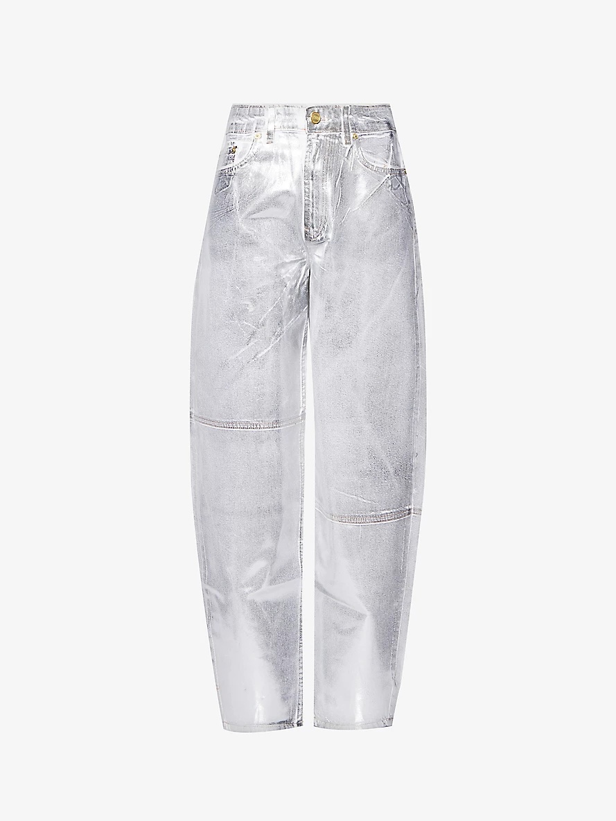 Stary brand-patch high-rise wide-leg organic-denim jeans - 1