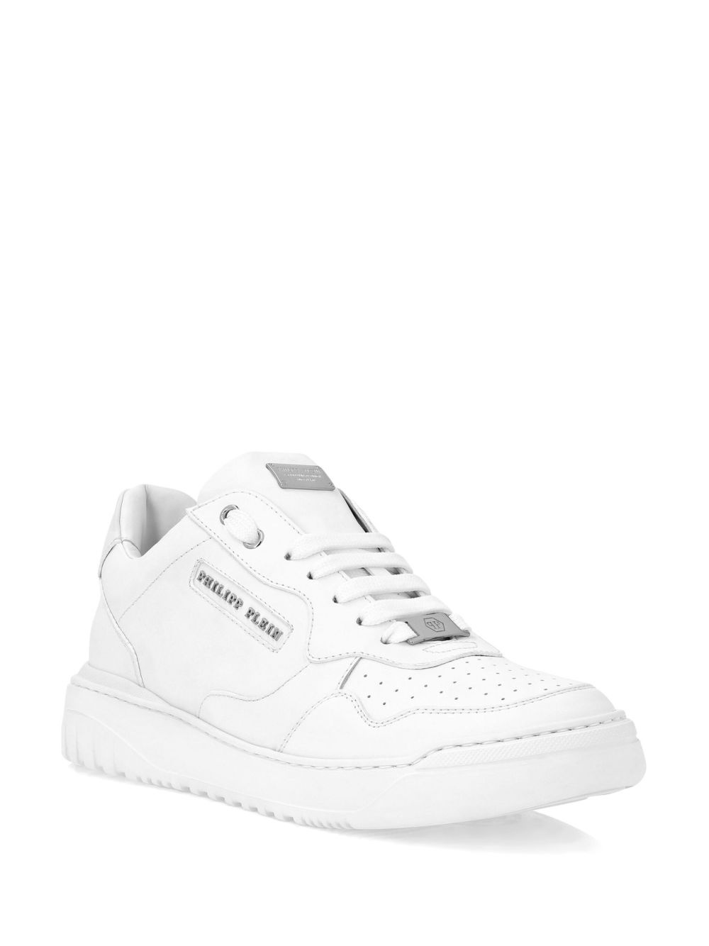 logo-lettering leather trainers - 2