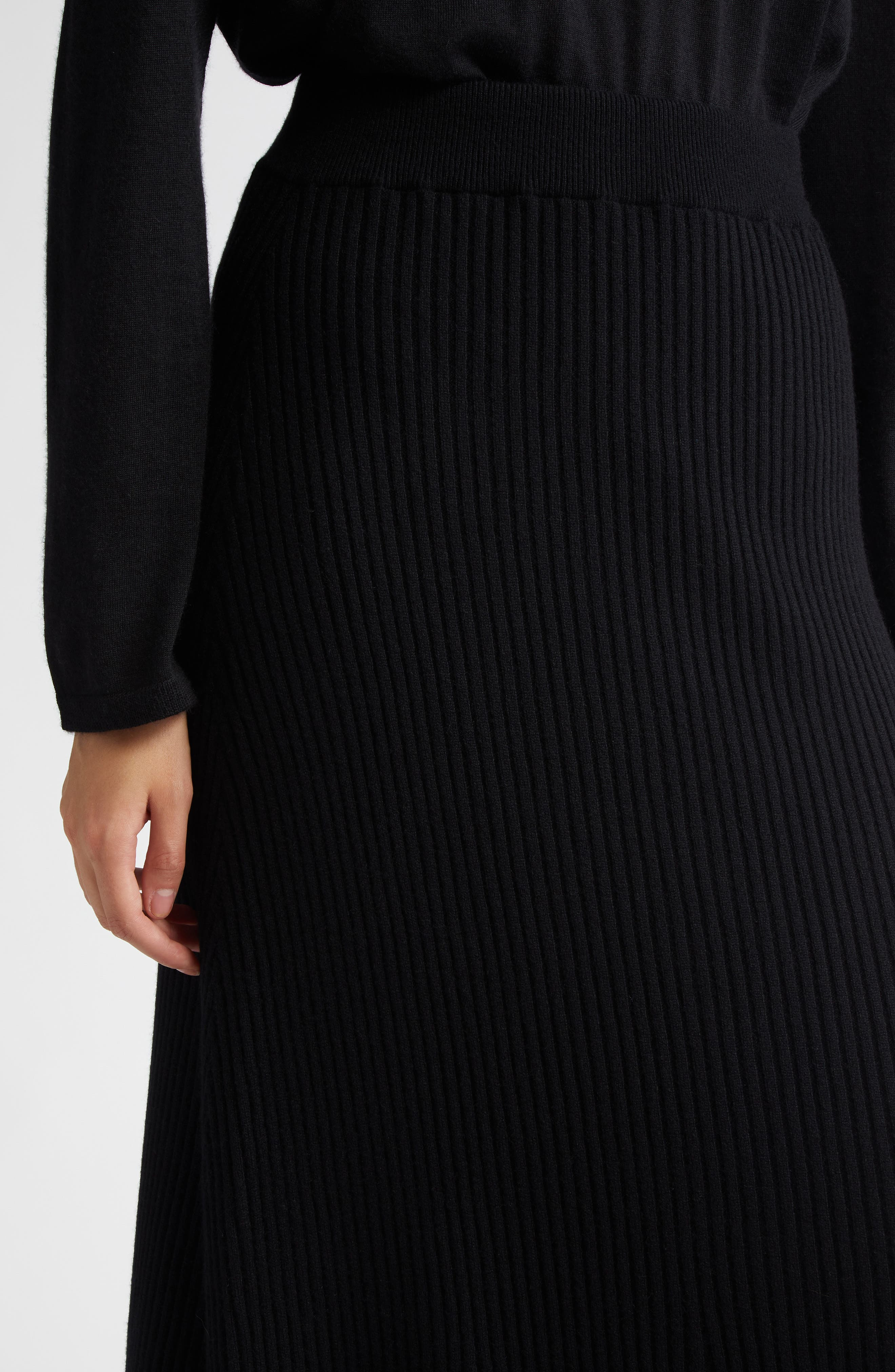 Johnstons of Elgin Cashmere Rib A-Line Sweater Skirt in Black at Nordstrom - 5