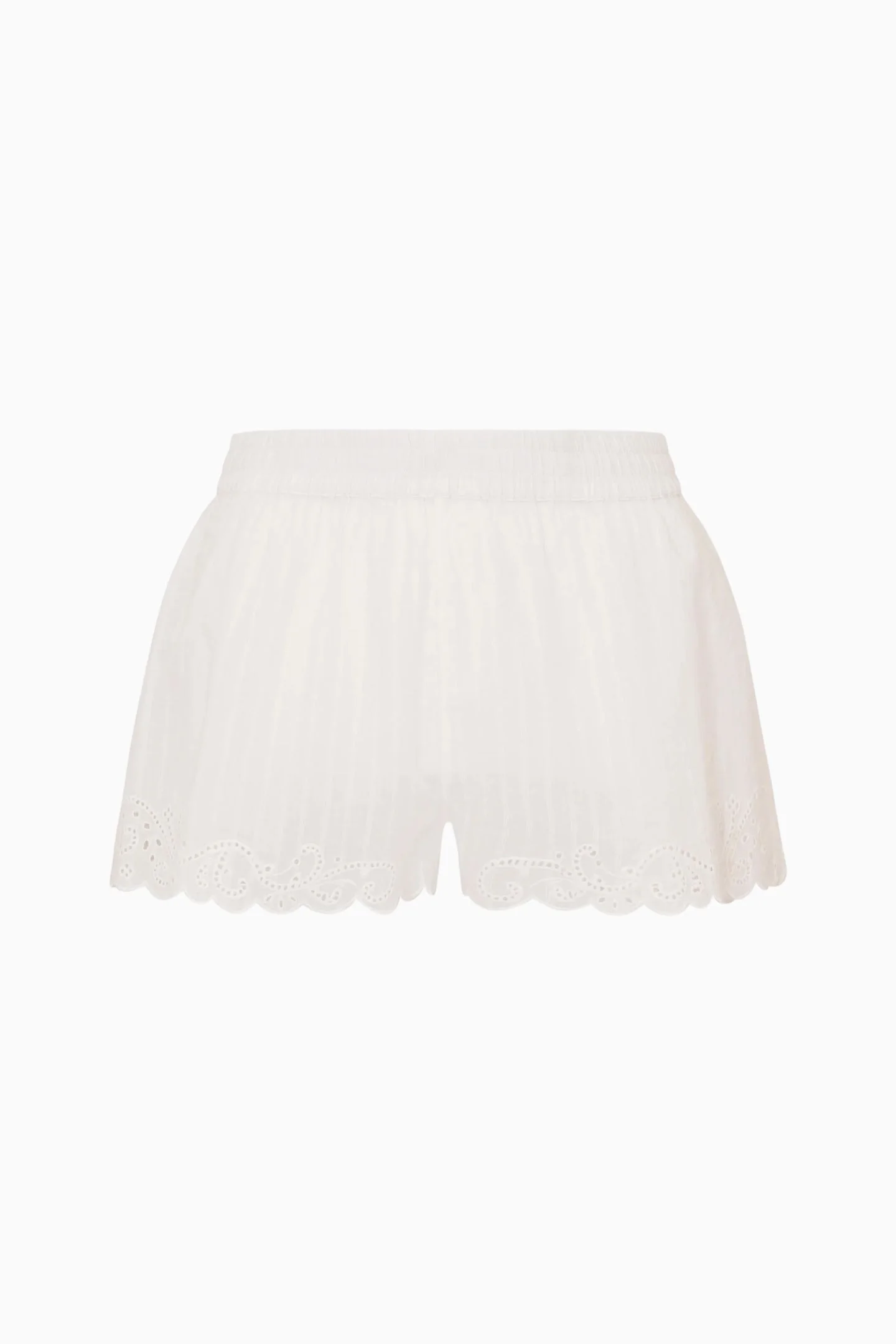 Ocean Embroidered Cotton Cover-Up Shorts - 1