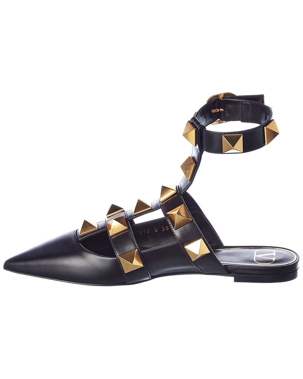 Valentino Roman Stud Leather Ankle Strap Flat - 2