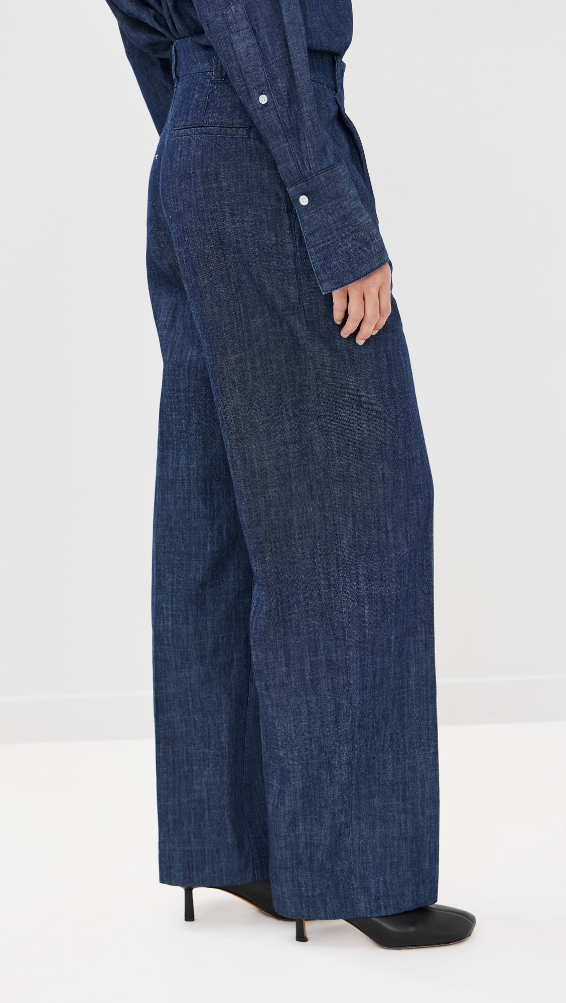 Chambray Relaxed Wide Leg Pants - 3