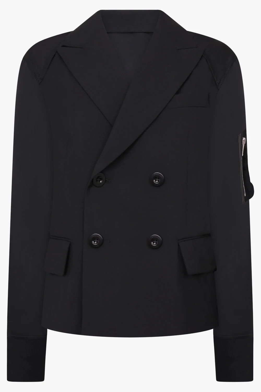 SUIT JACKET WITH CONTRAST SLEEVE | BLACK - 1