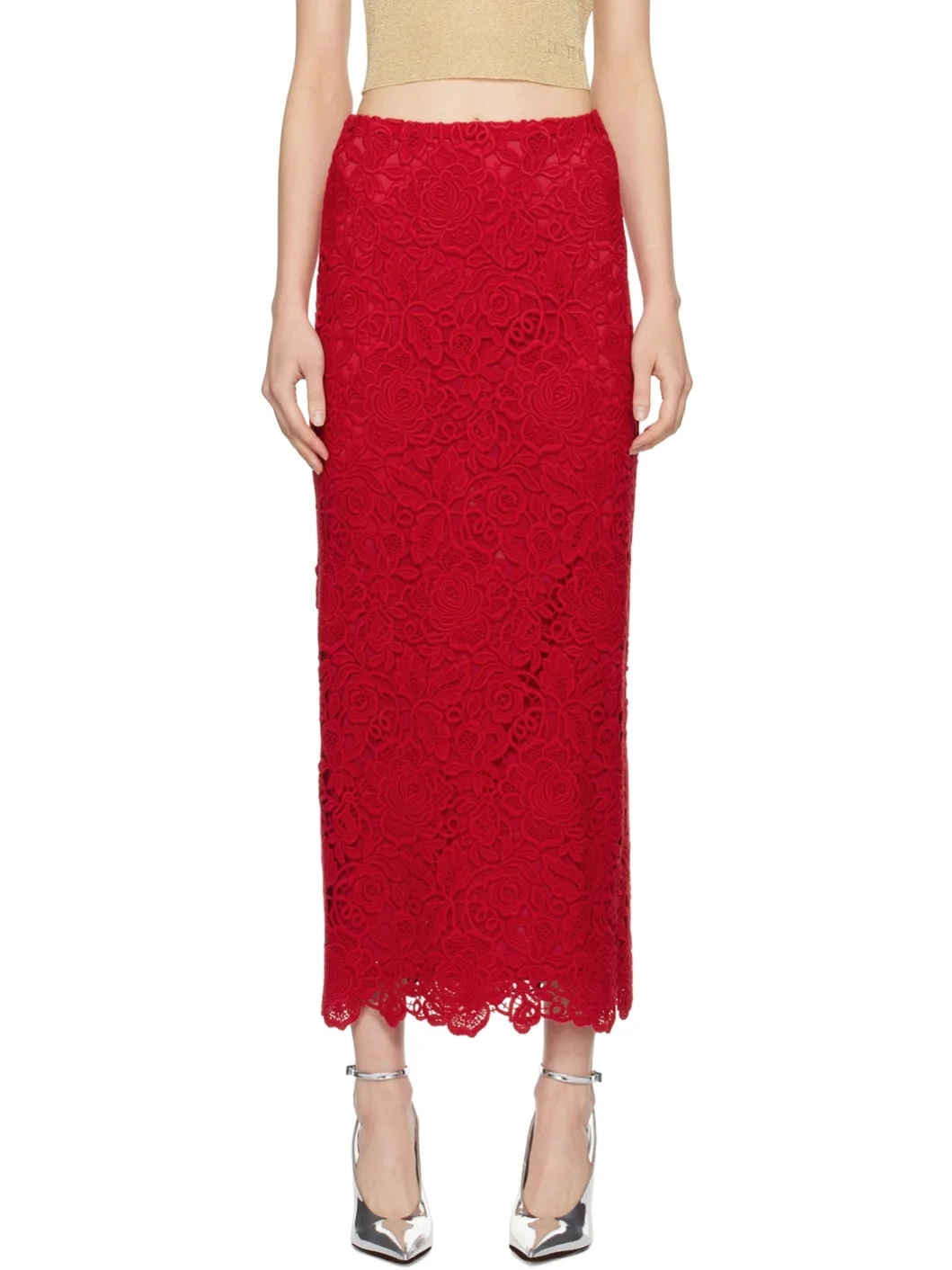 guipure-lace A-line maxi skirt - 1