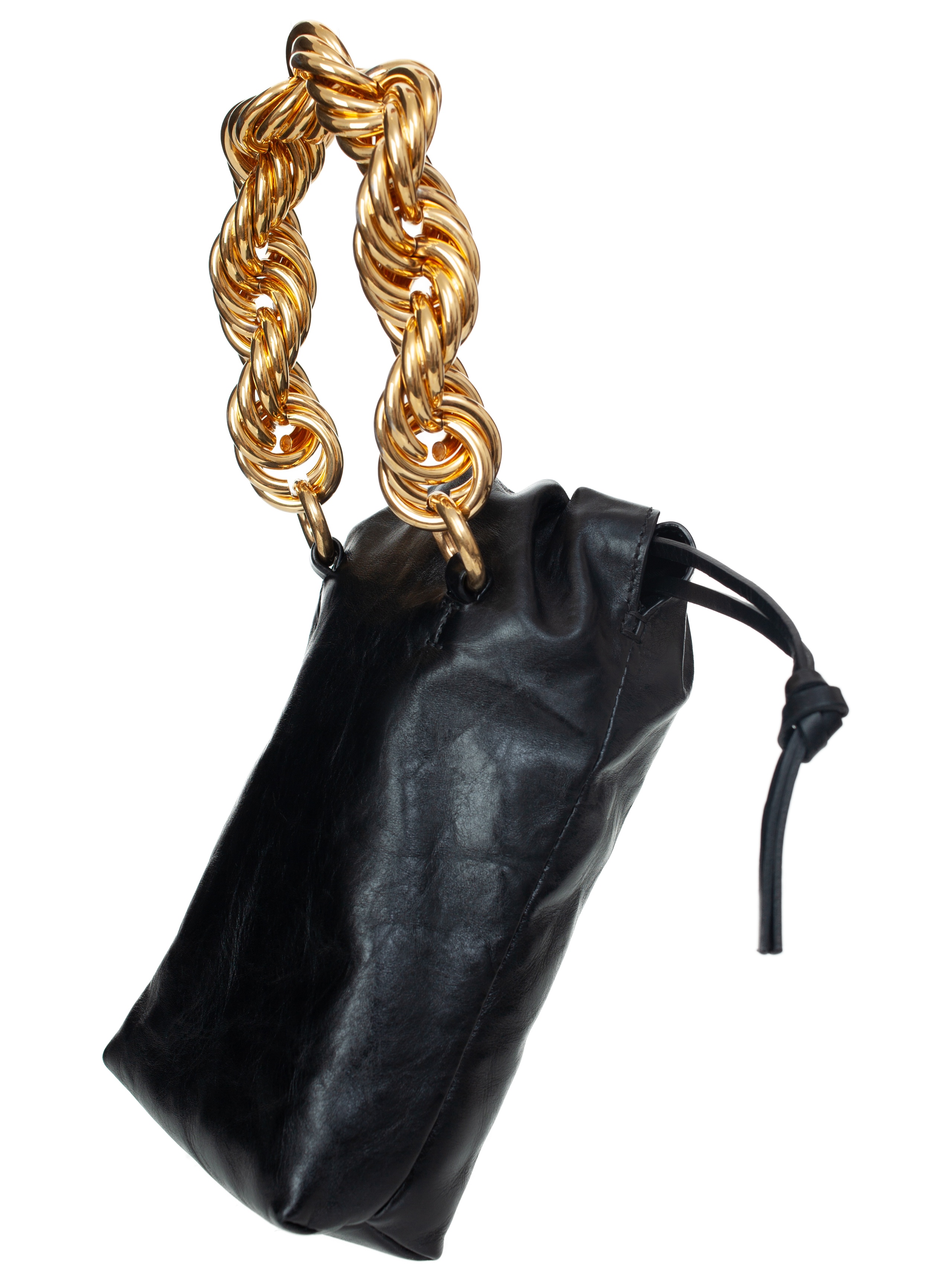 LEATHER BAG WITH GOLDEN HANDLE - 2