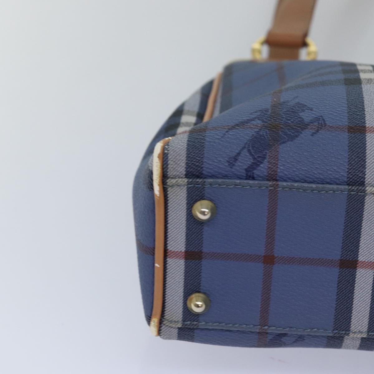 Burberry Nova Check Tote Bag Pvc Leather Blue - 9