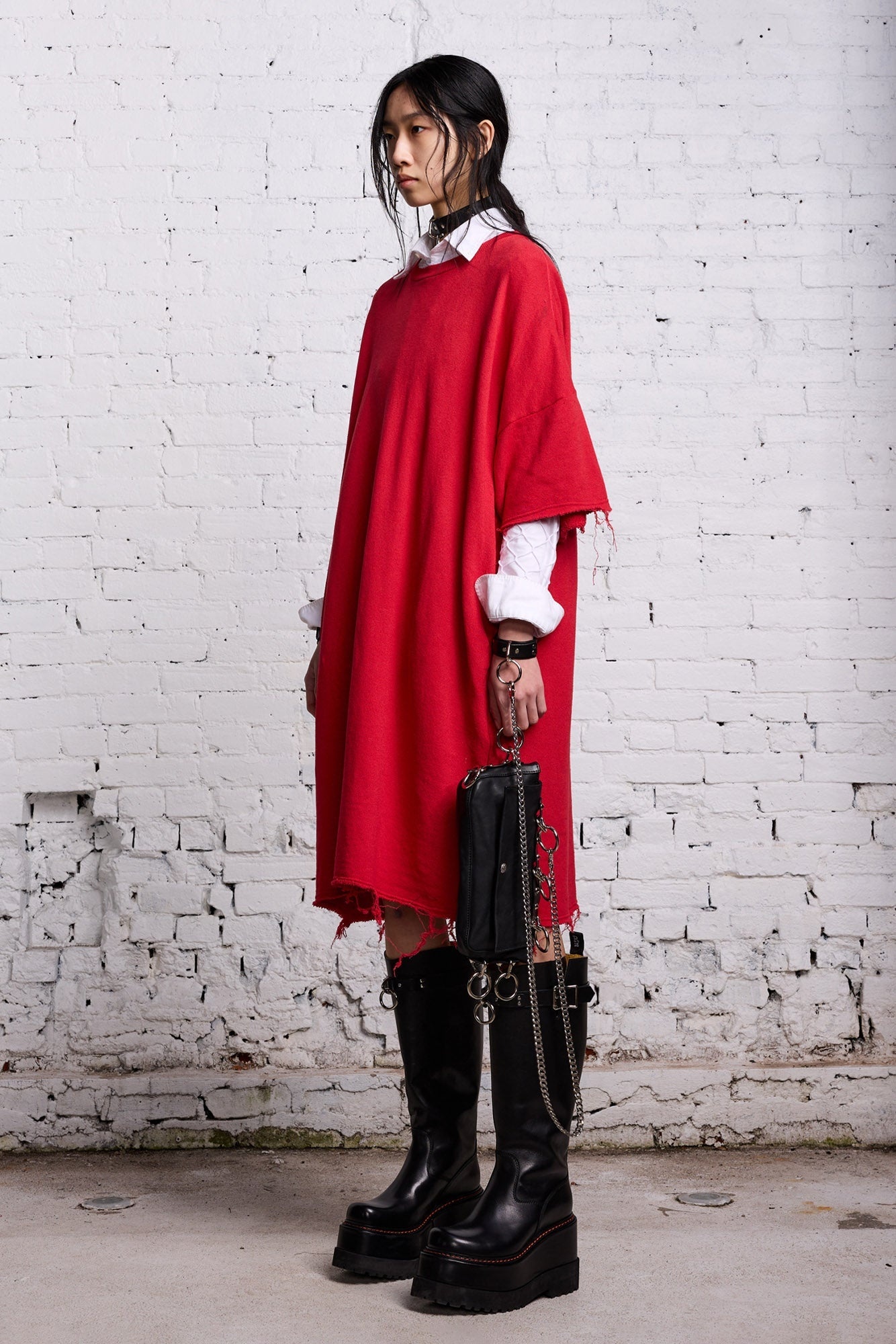 ELONGATED SHIRTDRESS - RED - 3