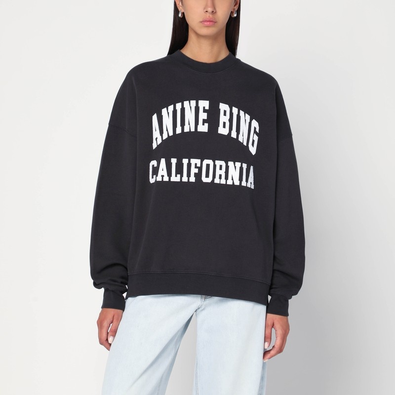 Miles washed black cotton sweatshirt - 1