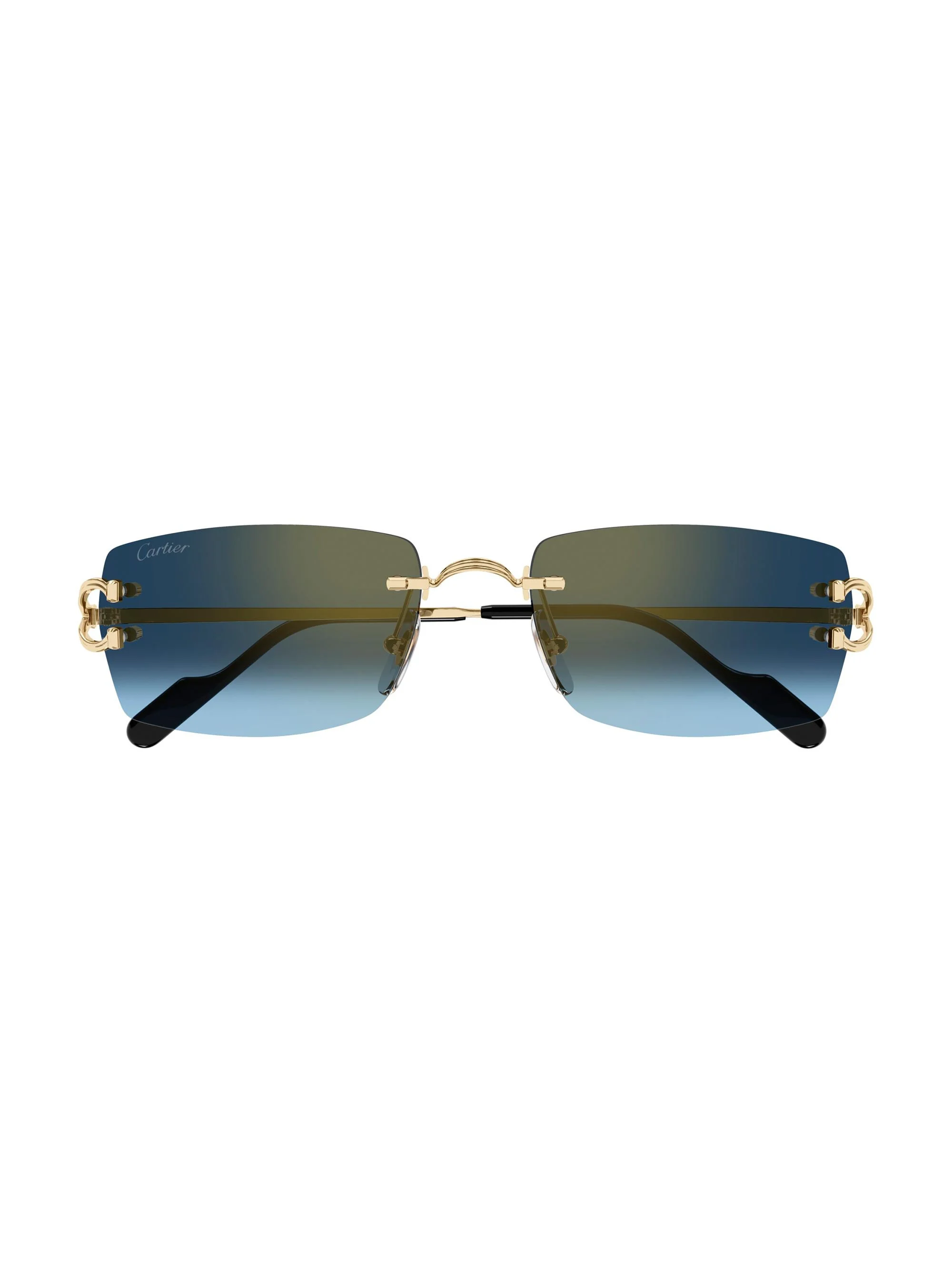 Men's C Decor 56MM Rimless Rectangular Sunglasses - Gold Blue - 1