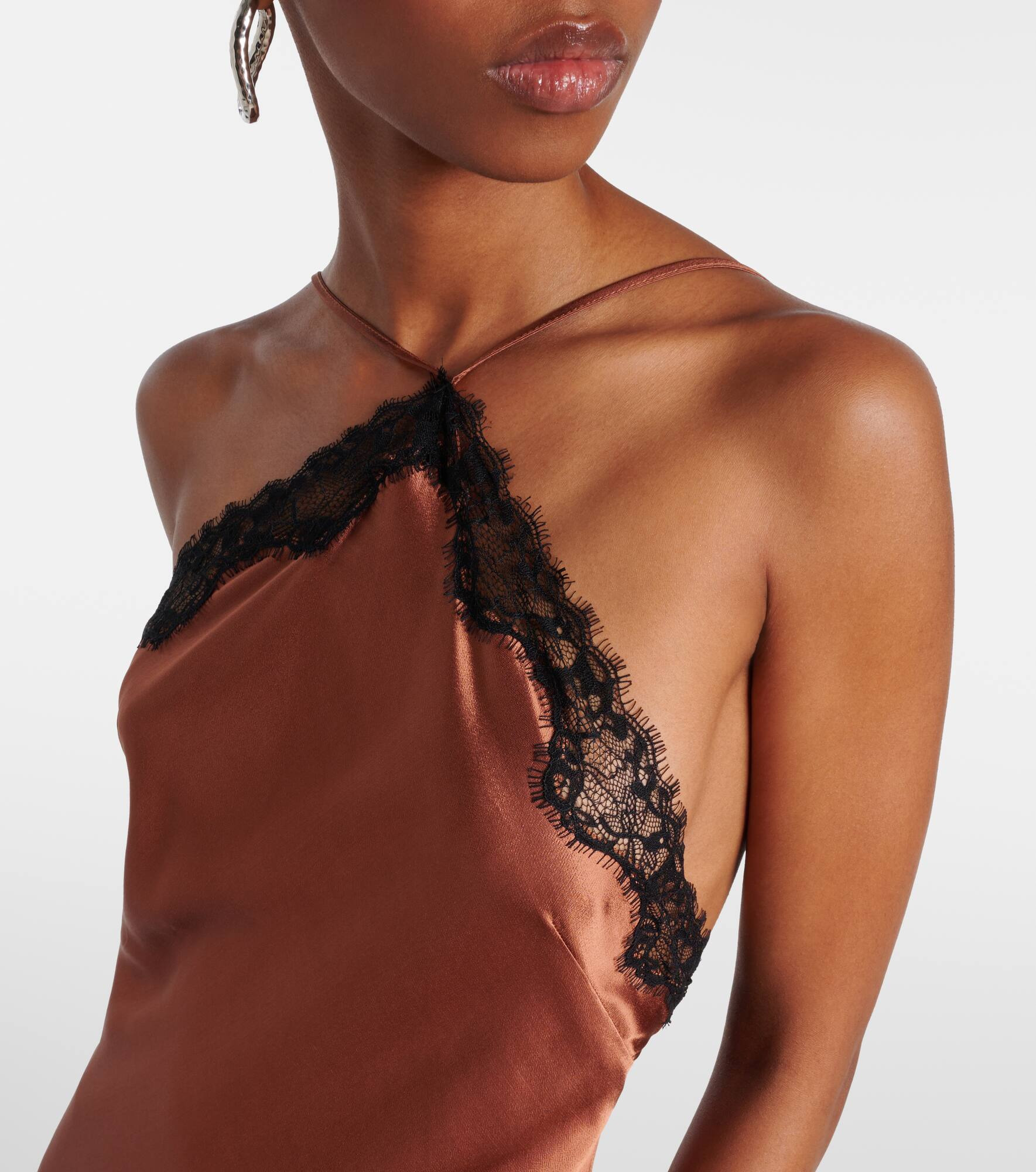 Harlan lace-trimmed satin midi dress - 4