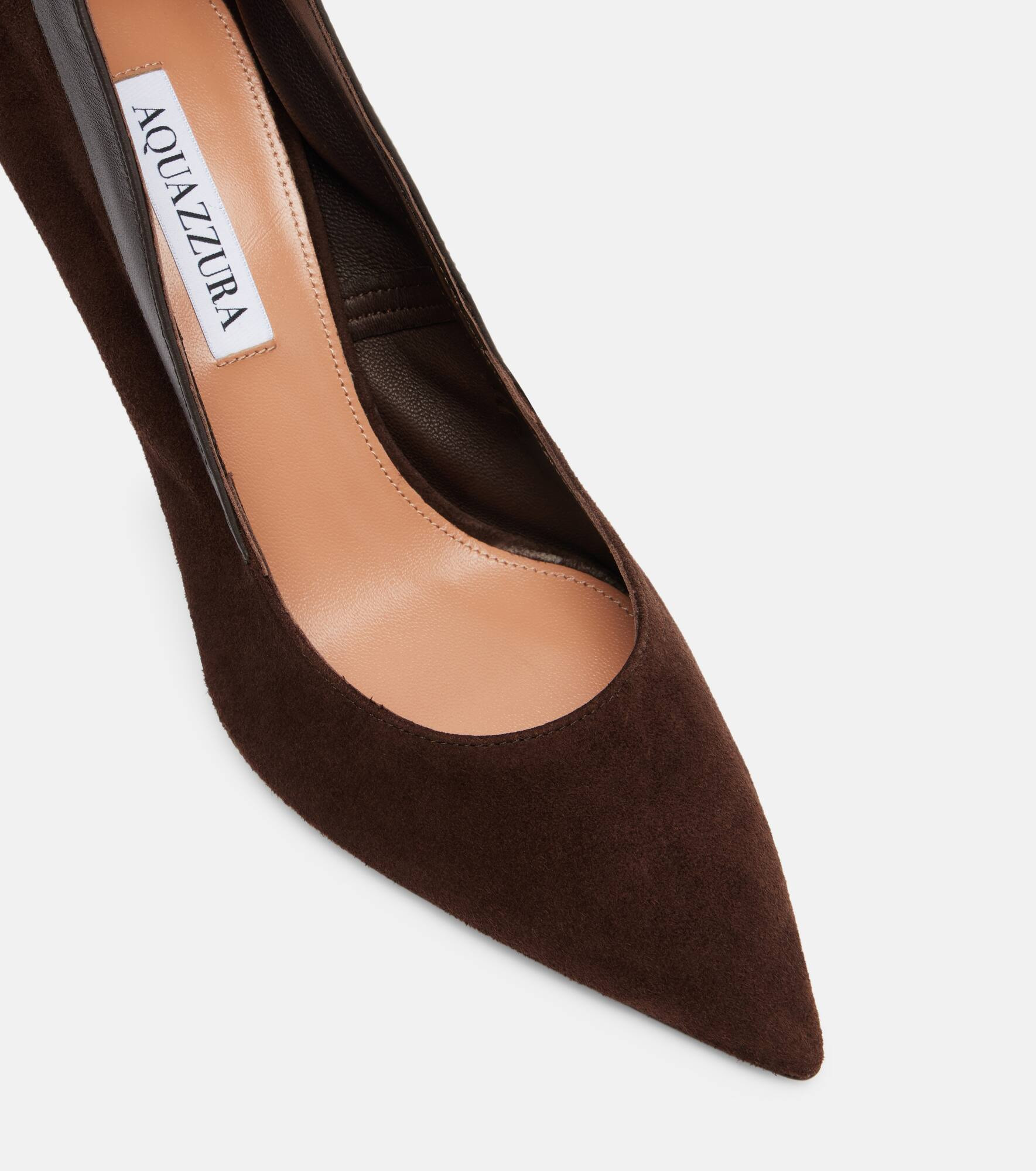 Guanto 85 leather-trimmed suede pumps - 5