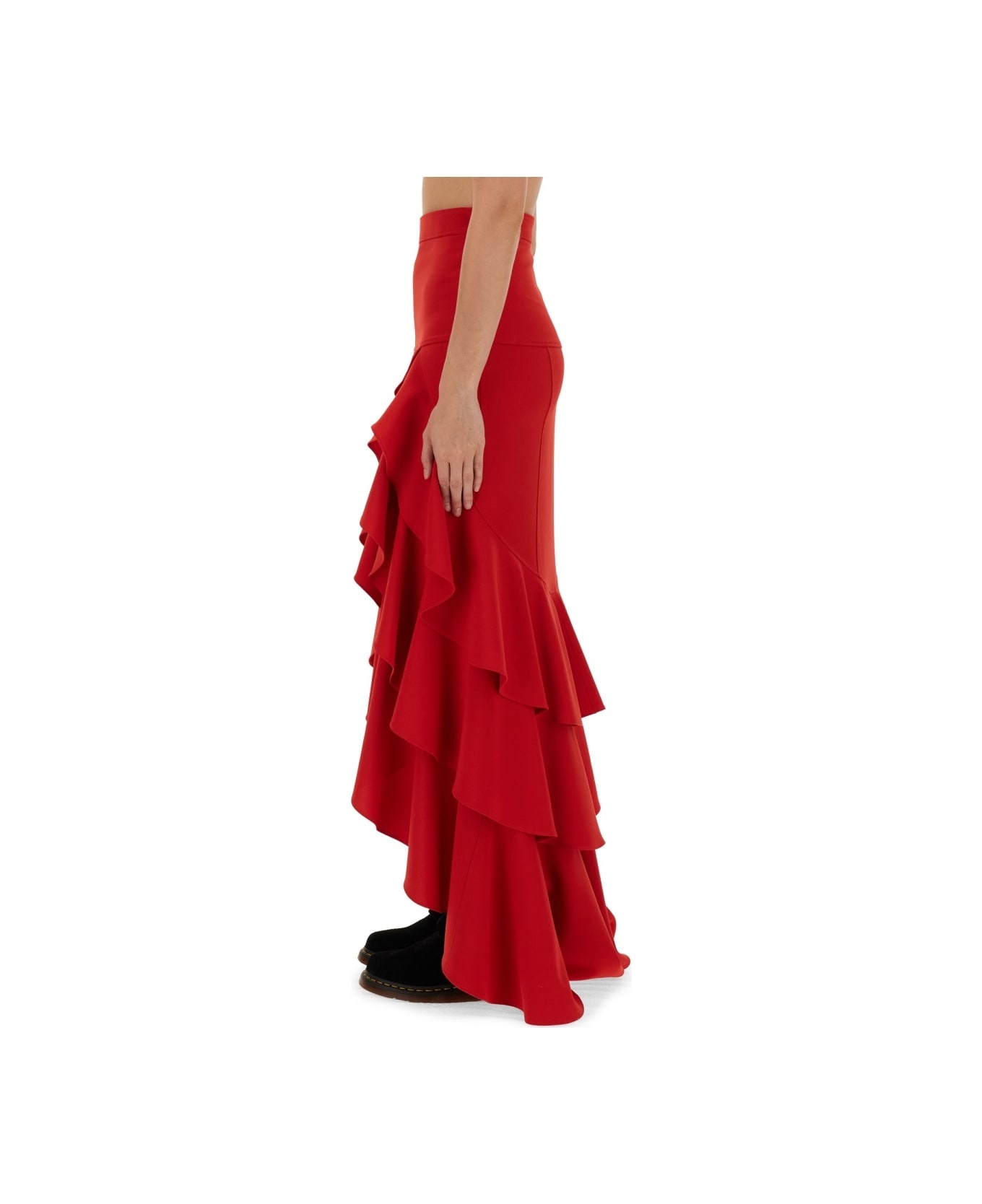 Crepe Skirt With Ruffles - 4
