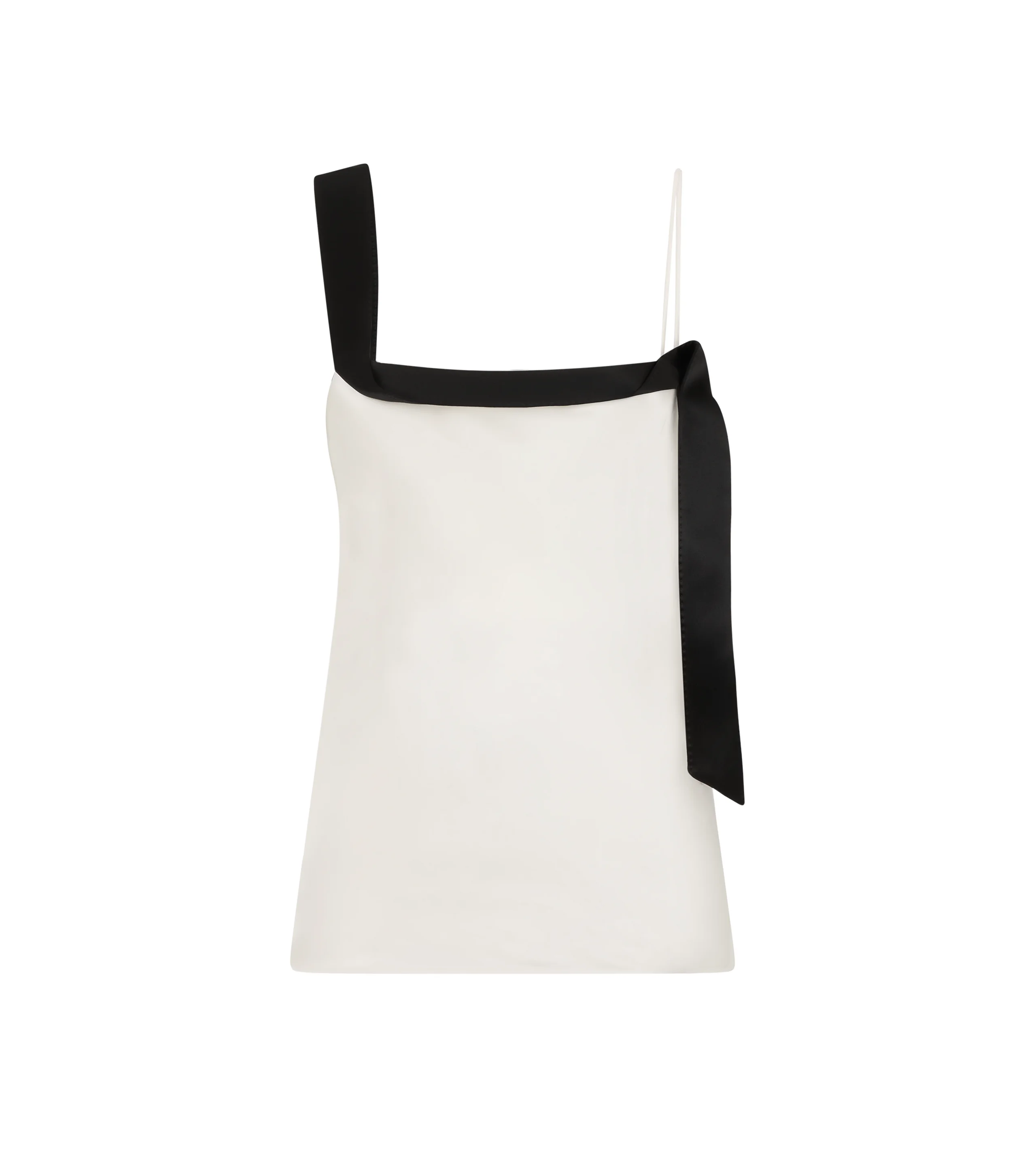 SILK SATIN CAMISOLE TOP WITH TUXEDO BAND - 1