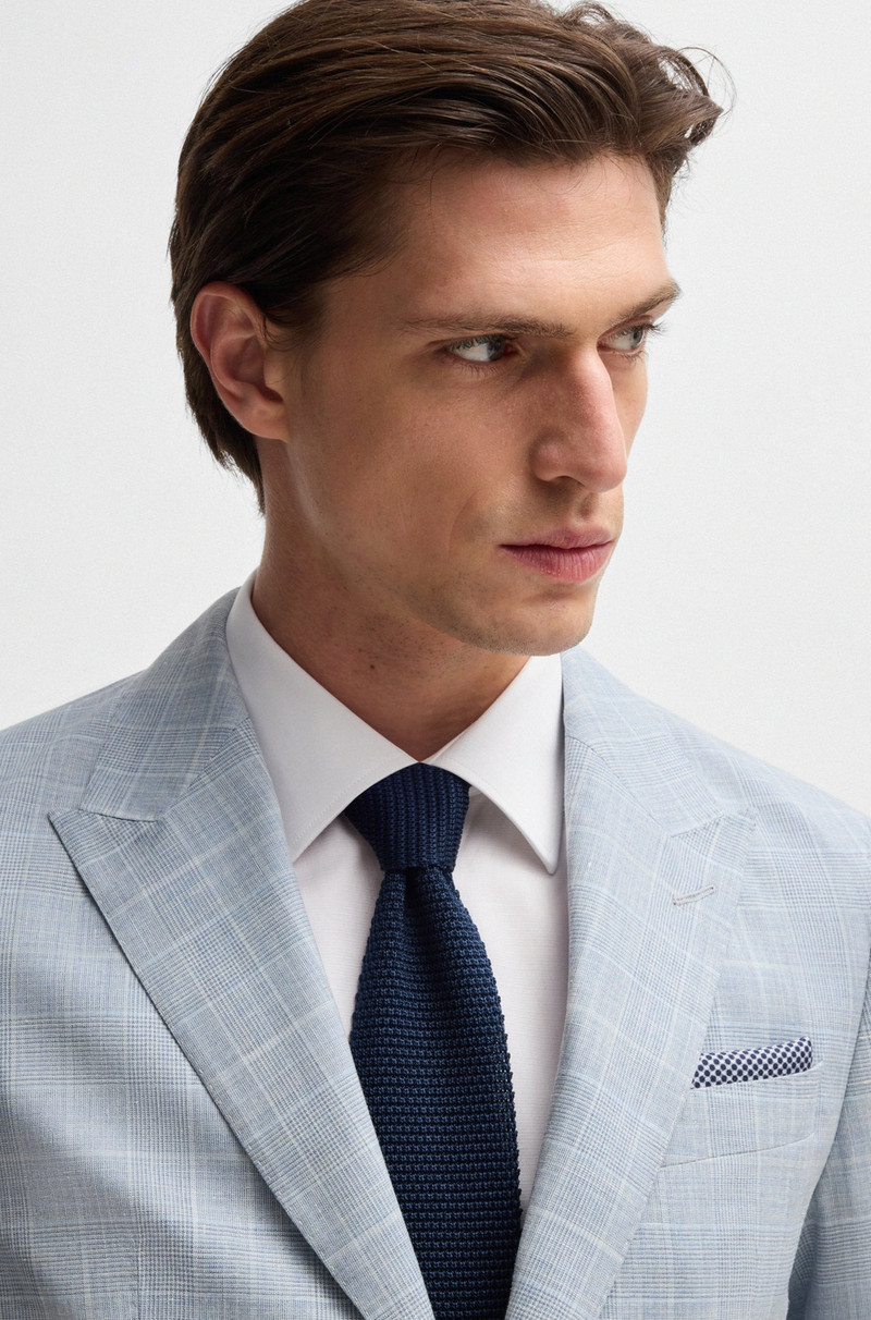SLIM-FIT SUIT IN CHECKED WOOL, SILK AND LINEN 4