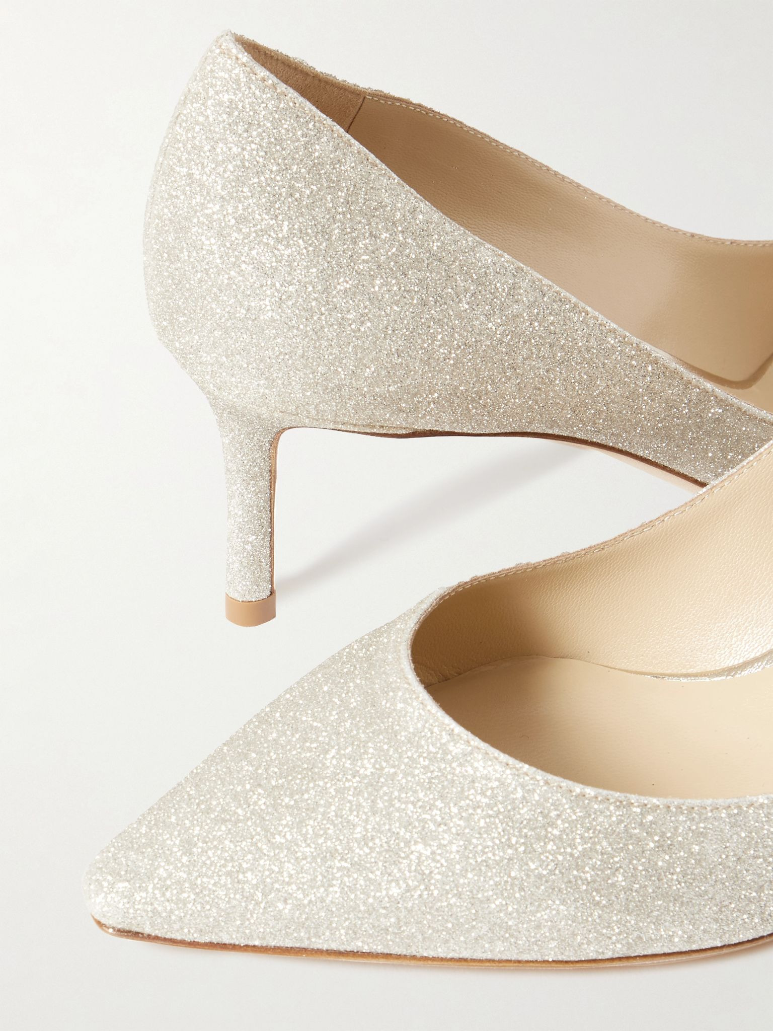 Romy 60 glittered leather pumps Off-white - 4