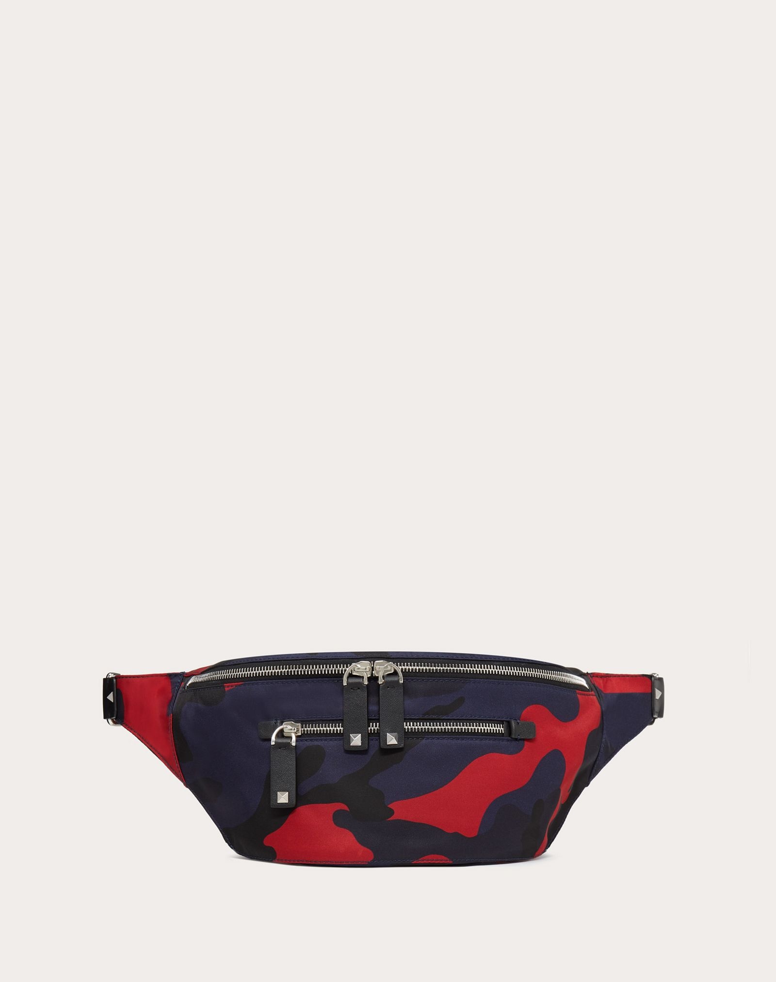 CAMOUFLAGE NYLON BELT BAG WITH VLTN RIBBON STRAP - 1