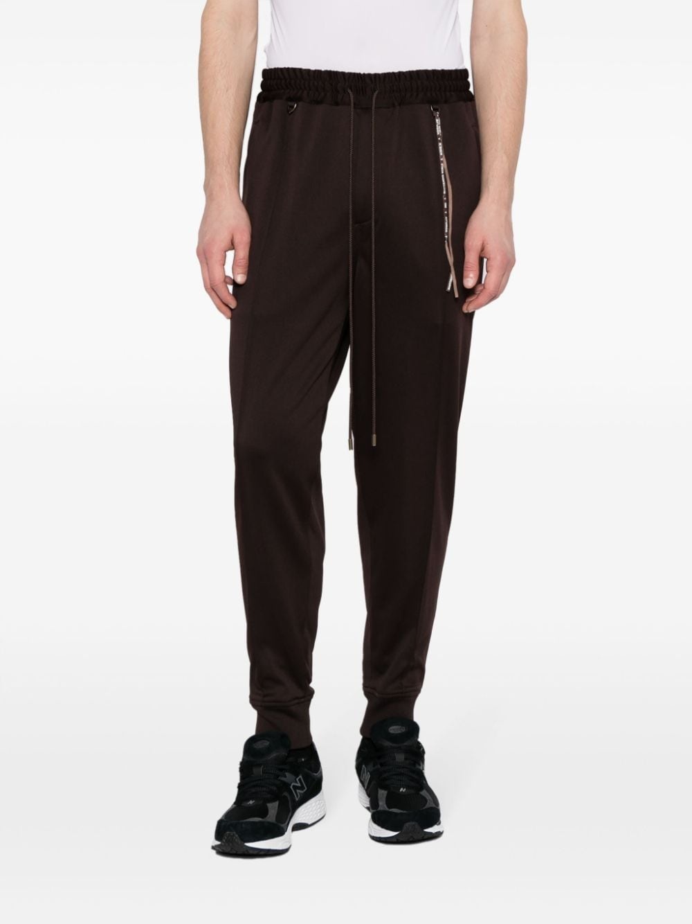 logo-jacquard tapered track pants - 3