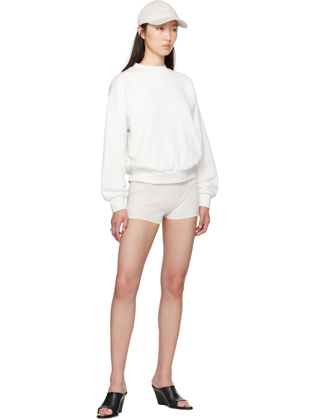 White Classic Fit Crewneck Sweatshirt - 4