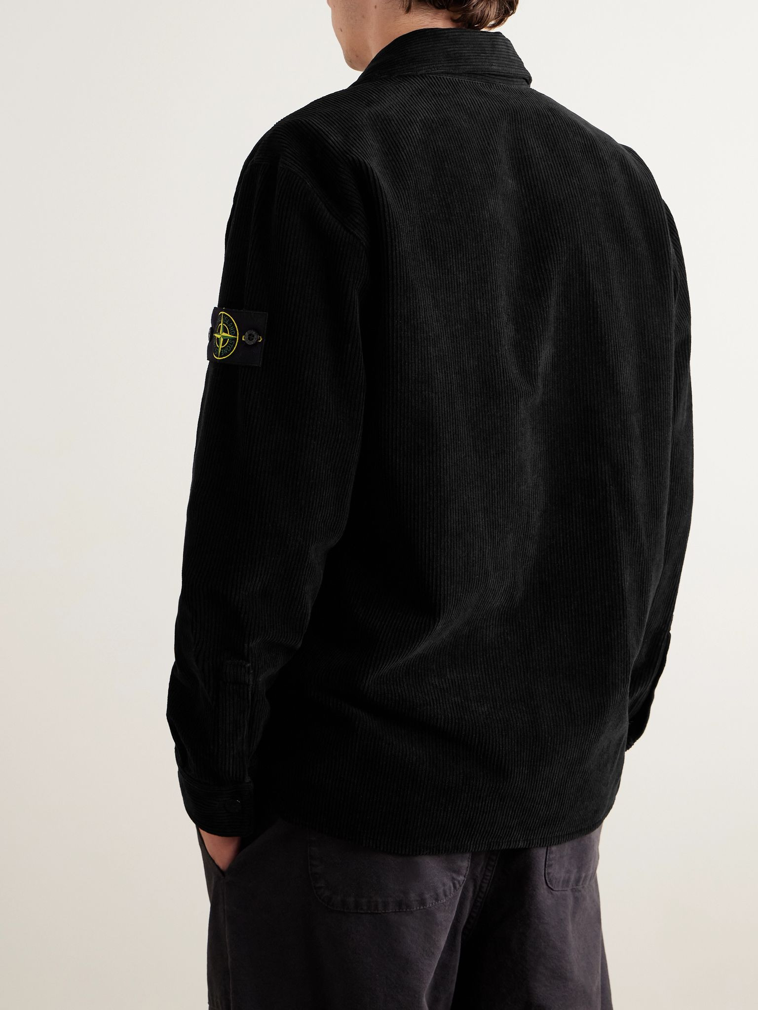 Logo-Appliquéd Cotton-Corduroy Overshirt Black - 3