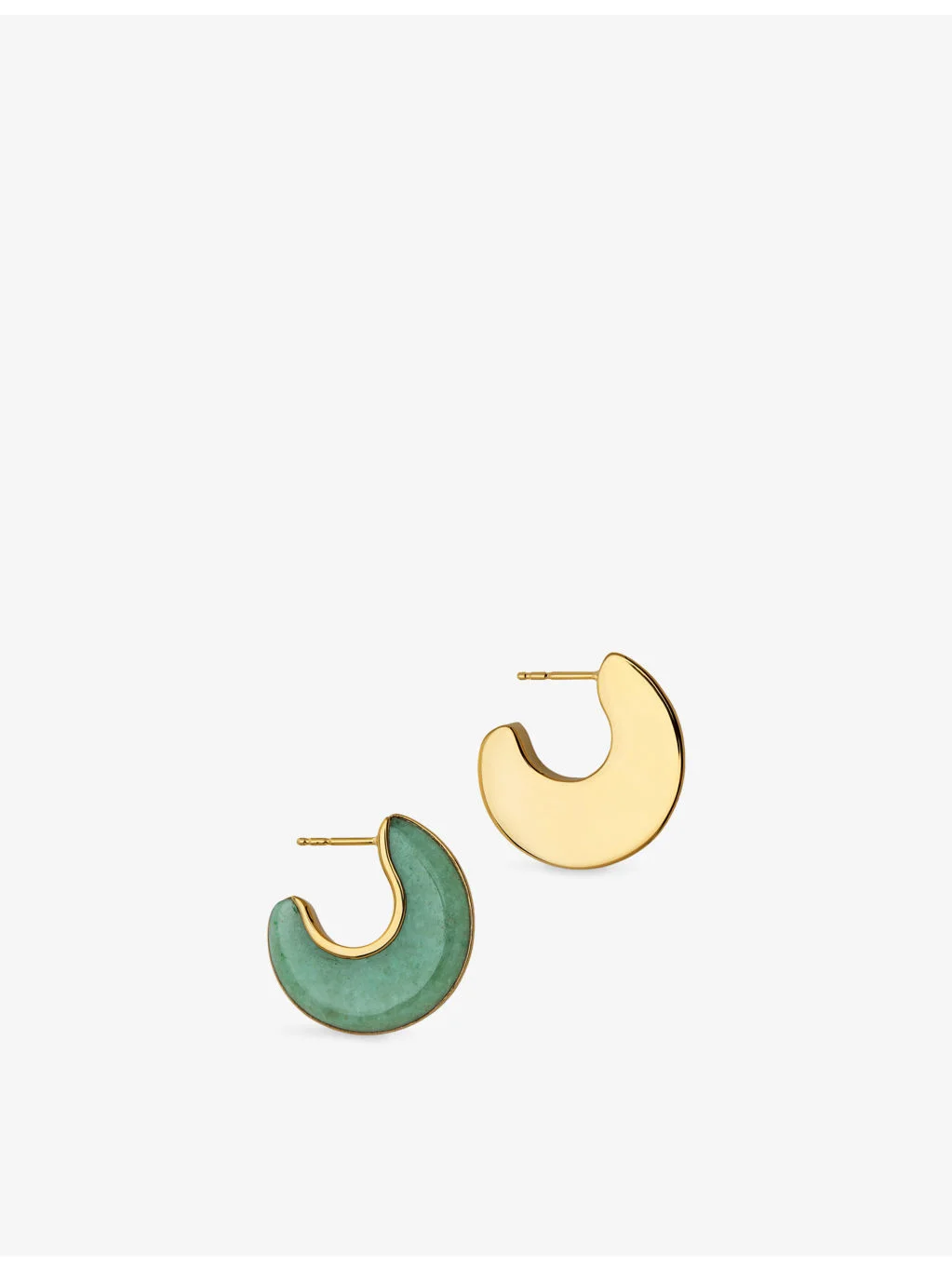 Monica Vinader x Kate Young 18ct Yellow Gold Vermeil and Green Aventurine Hoop Earrings - 1