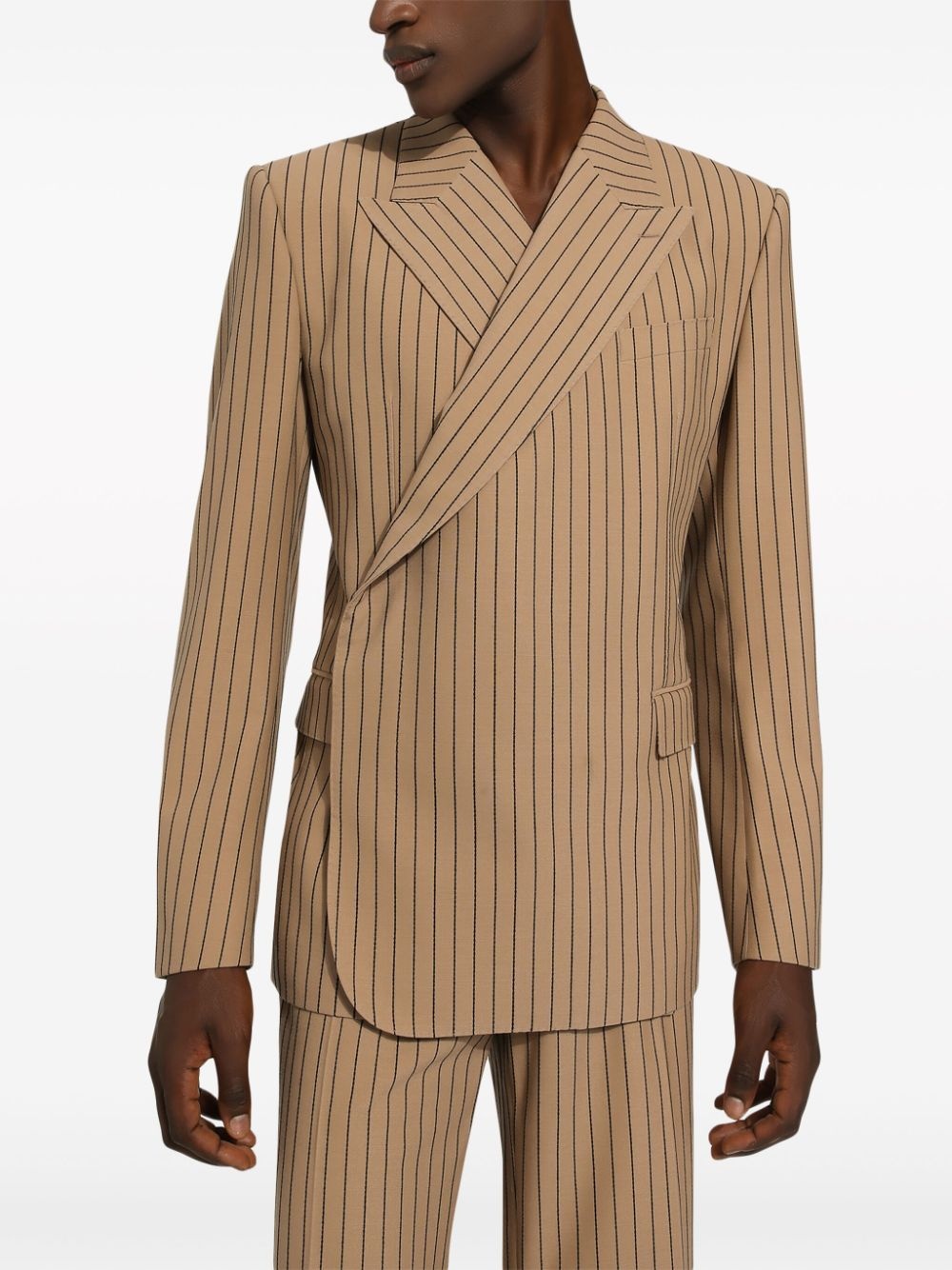 pinstripe-pattern wool blazer - 5