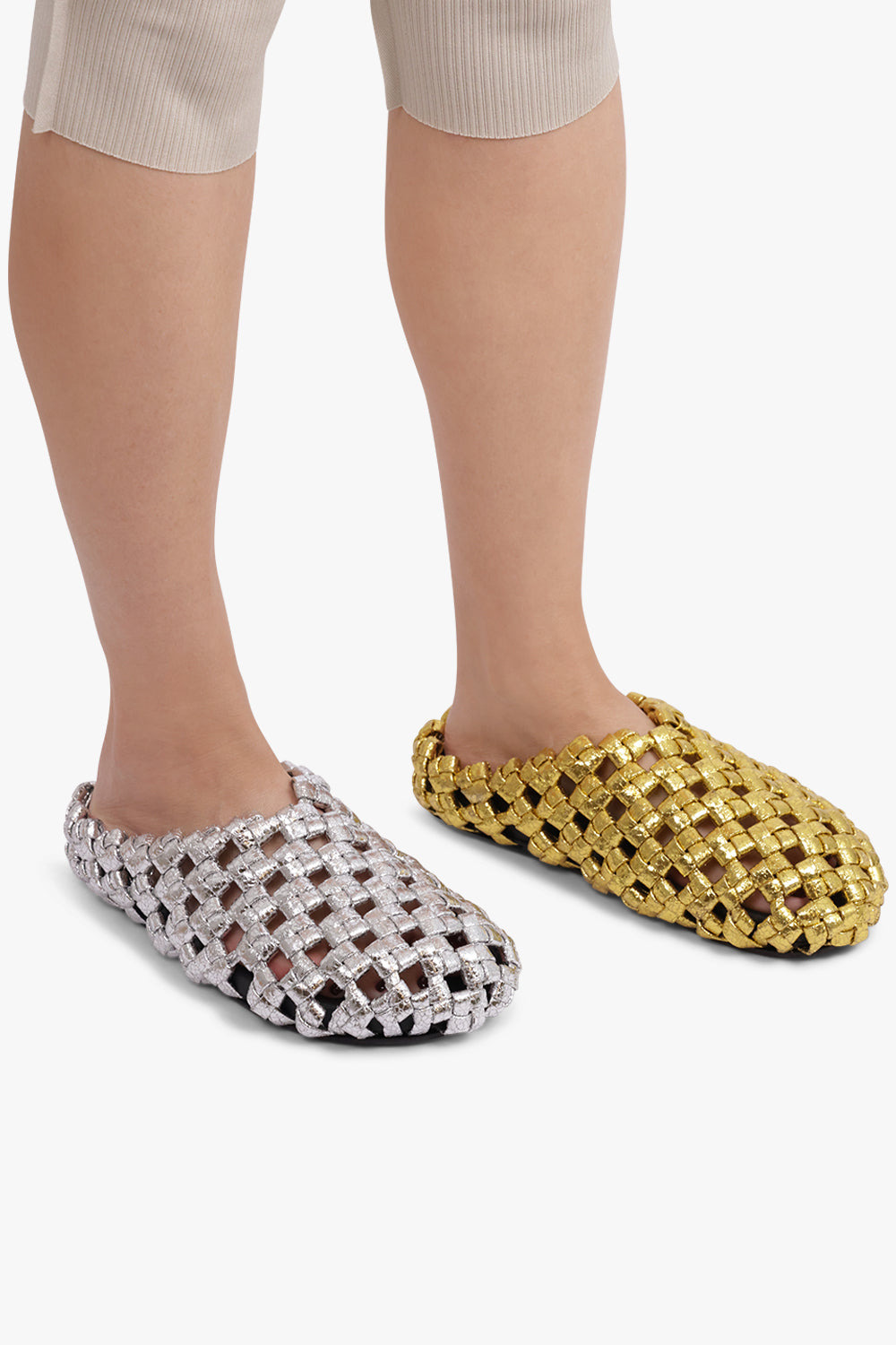 MISMATCHED WEAVE CLOG | SILVER/GOLD - 7