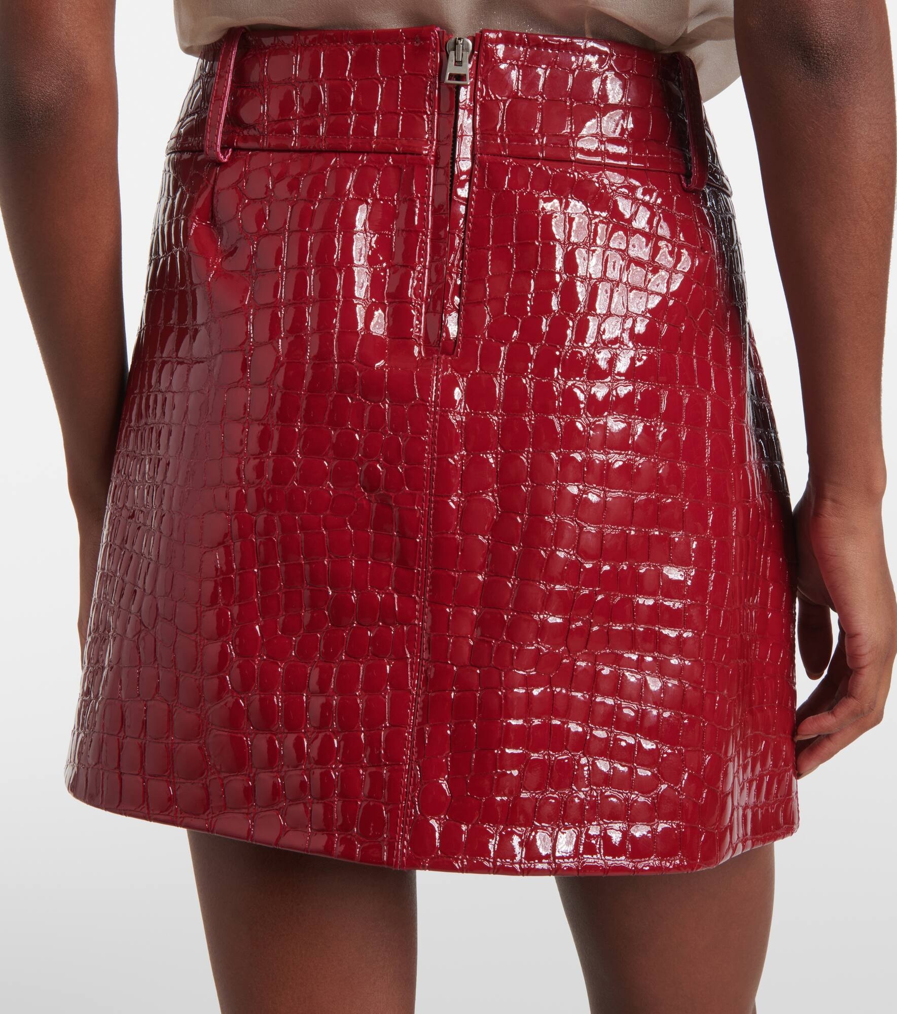 Croc-effect leather miniskirt - 5