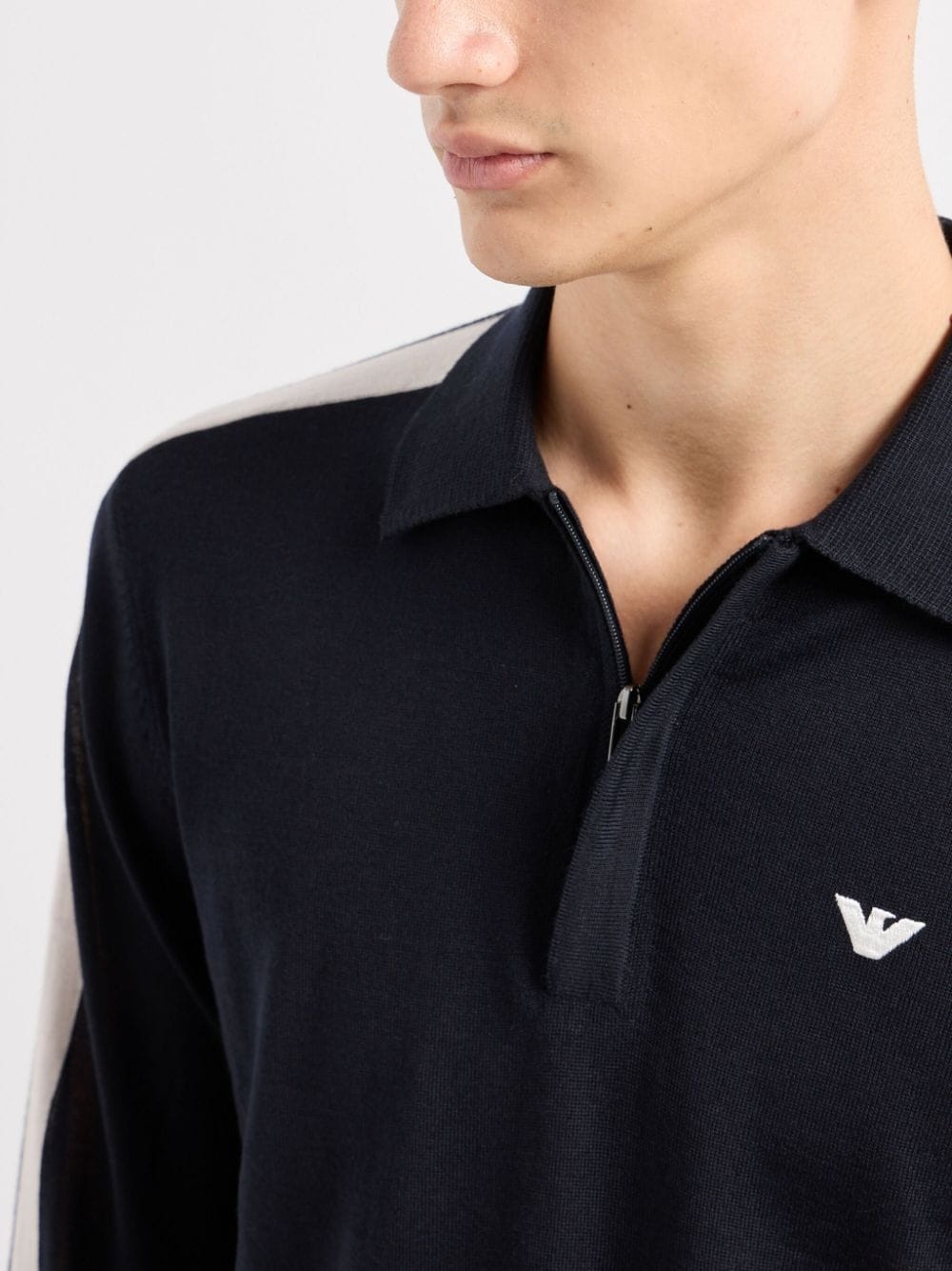 logo-embroidered virgin-wool polo jumper - 4