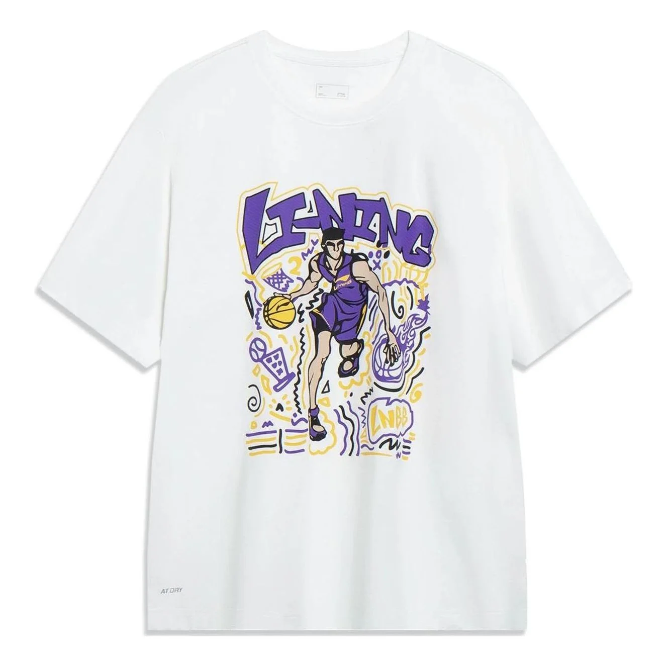 Li-Ning Hoops Comics Graphic T-shirt 'White' AHST569-1 - 1