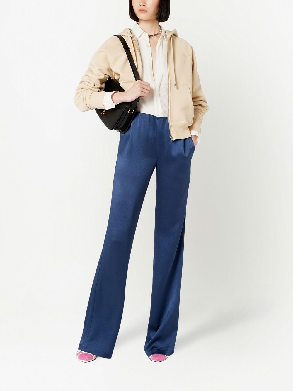 high-waisted satin trousers - 2