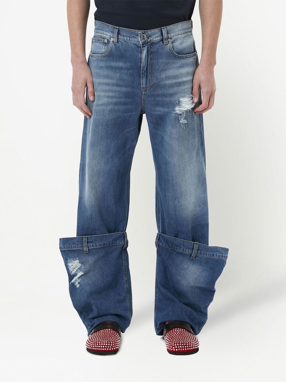 distressed Bucket jeans - 4