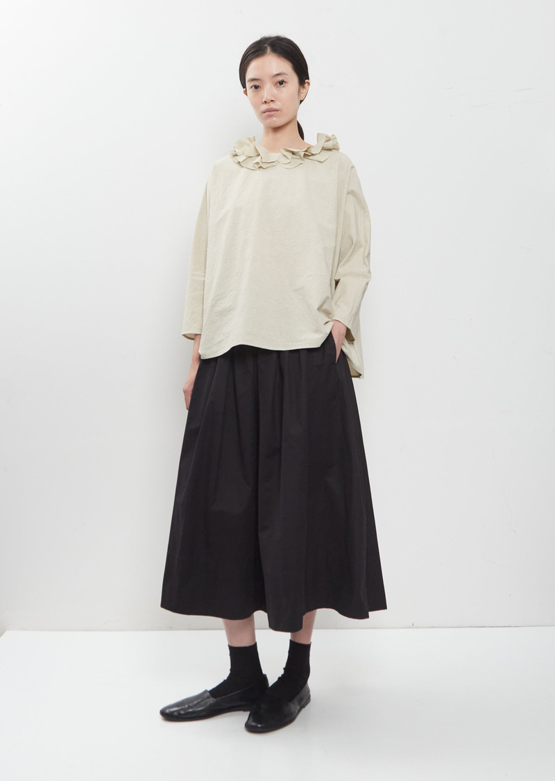 Japanese Cotton Linen Ruffle Collar Top 4