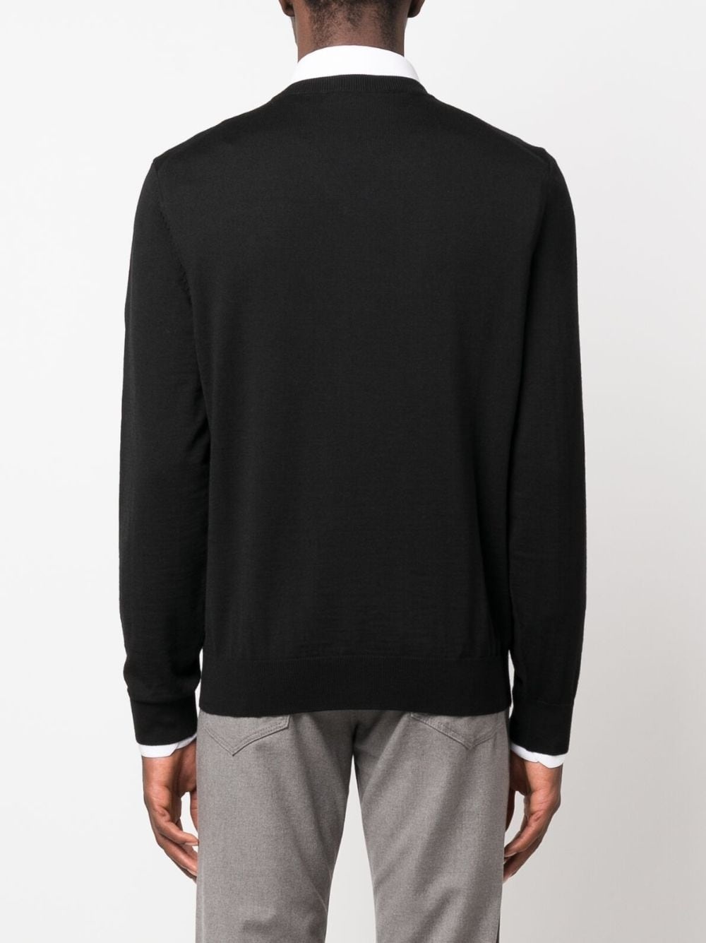 embroidered-logo V-neck jumper - 4
