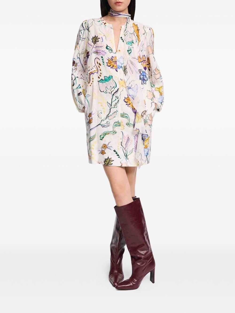 linen mini dress - 2