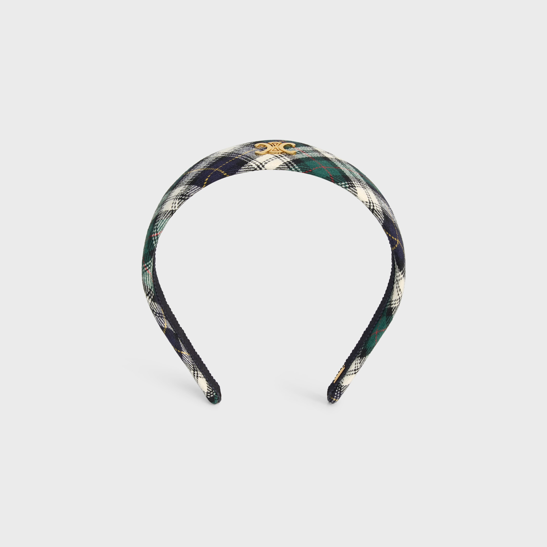 Celine Tartan Headband in Cotton and Brass with Gold Finish - 1