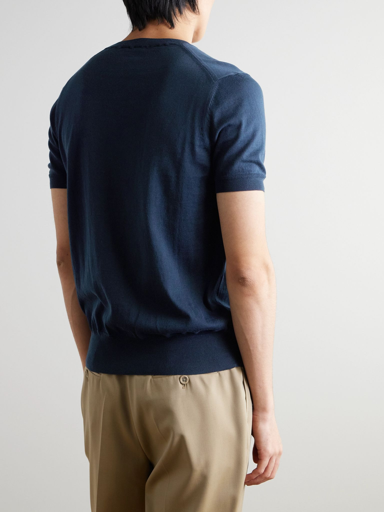 Slim-Fit Cotton T-Shirt Blue - 4
