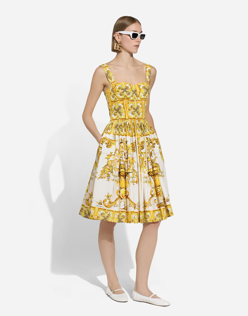Midi corset dress in cotton poplin with majolica print 3
