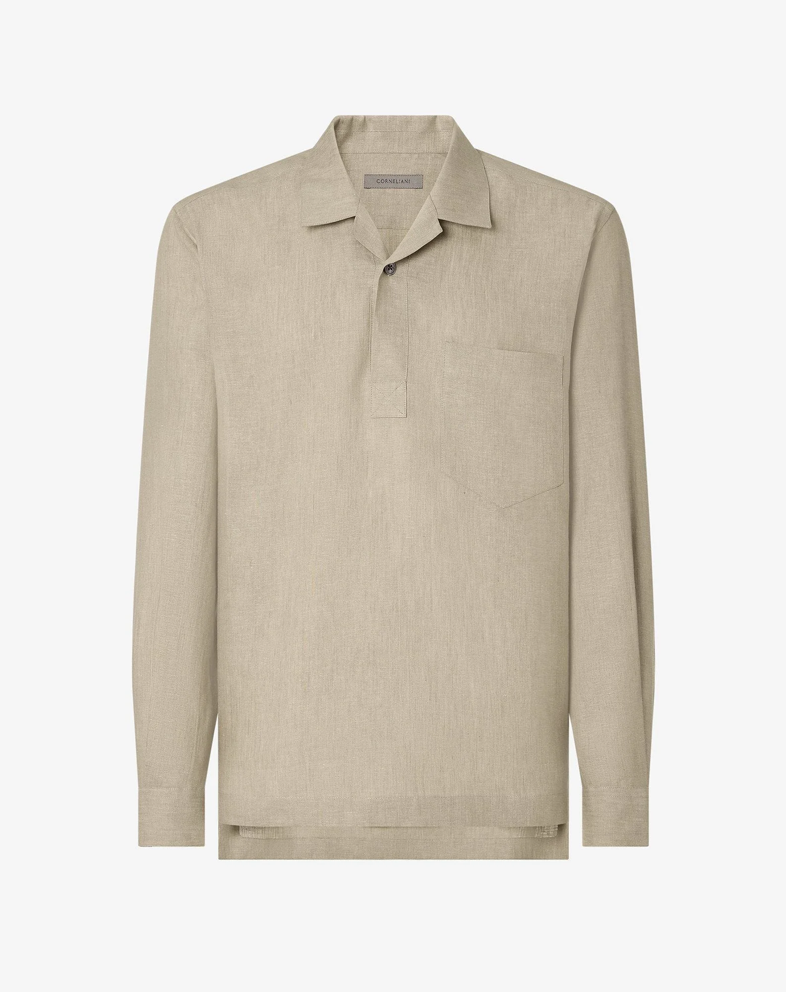 Beige chambray linen shirt - 1