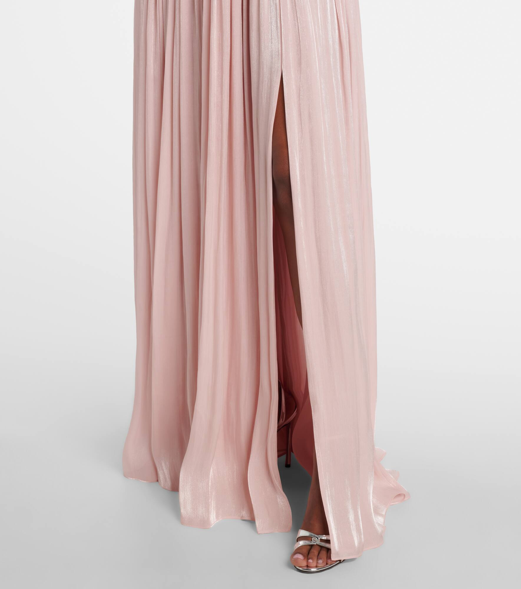 Ruched halterneck georgette gown - 5