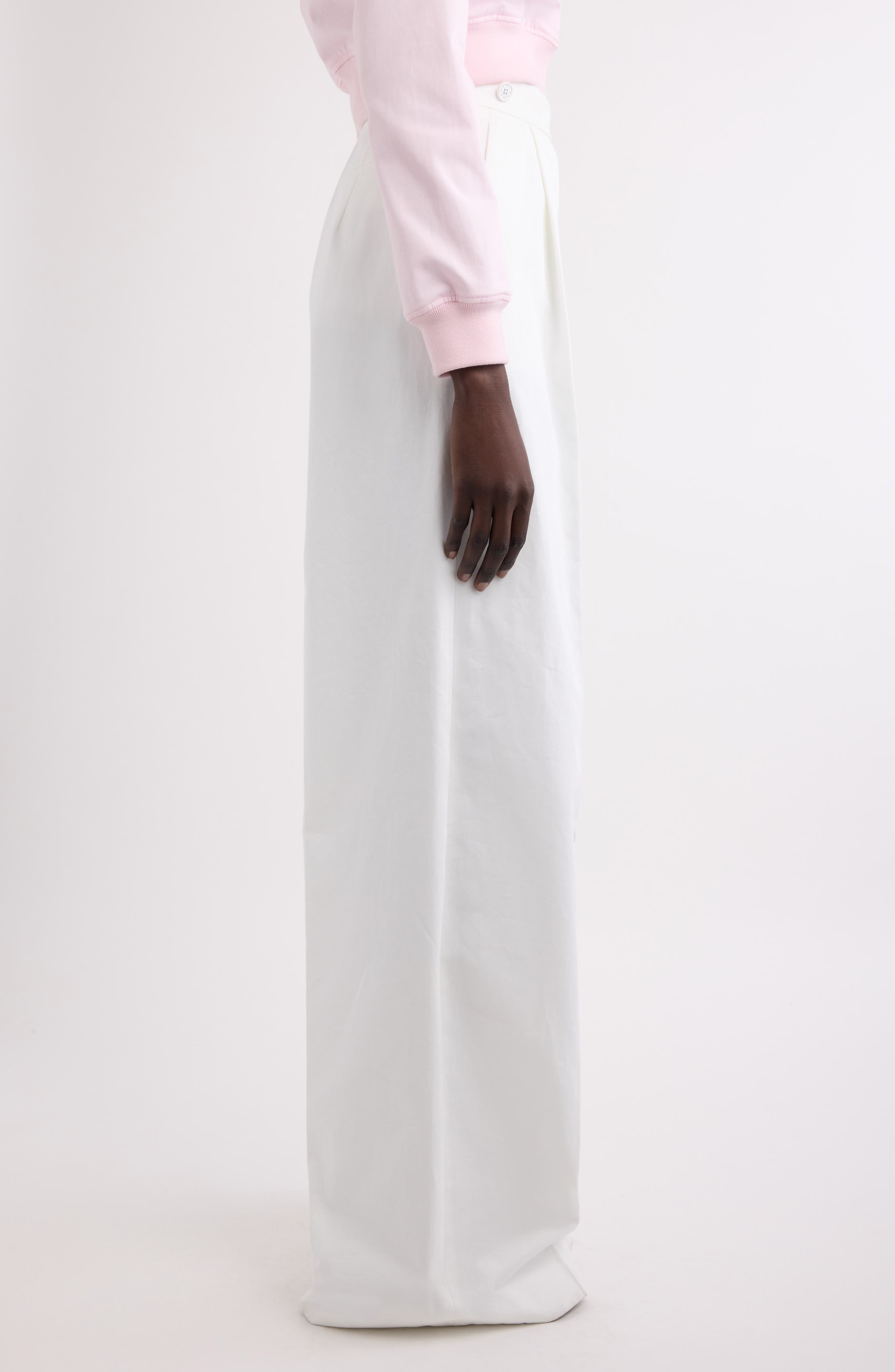 Givenchy Pleated Cotton Wide Leg Pants in White at Nordstrom - 4