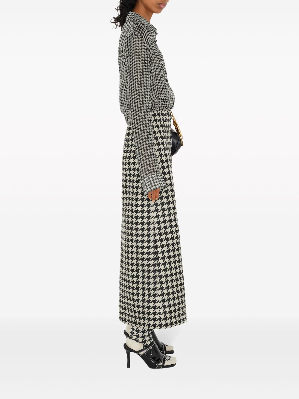 houndstooth-pattern gabardine cropped trousers - 3