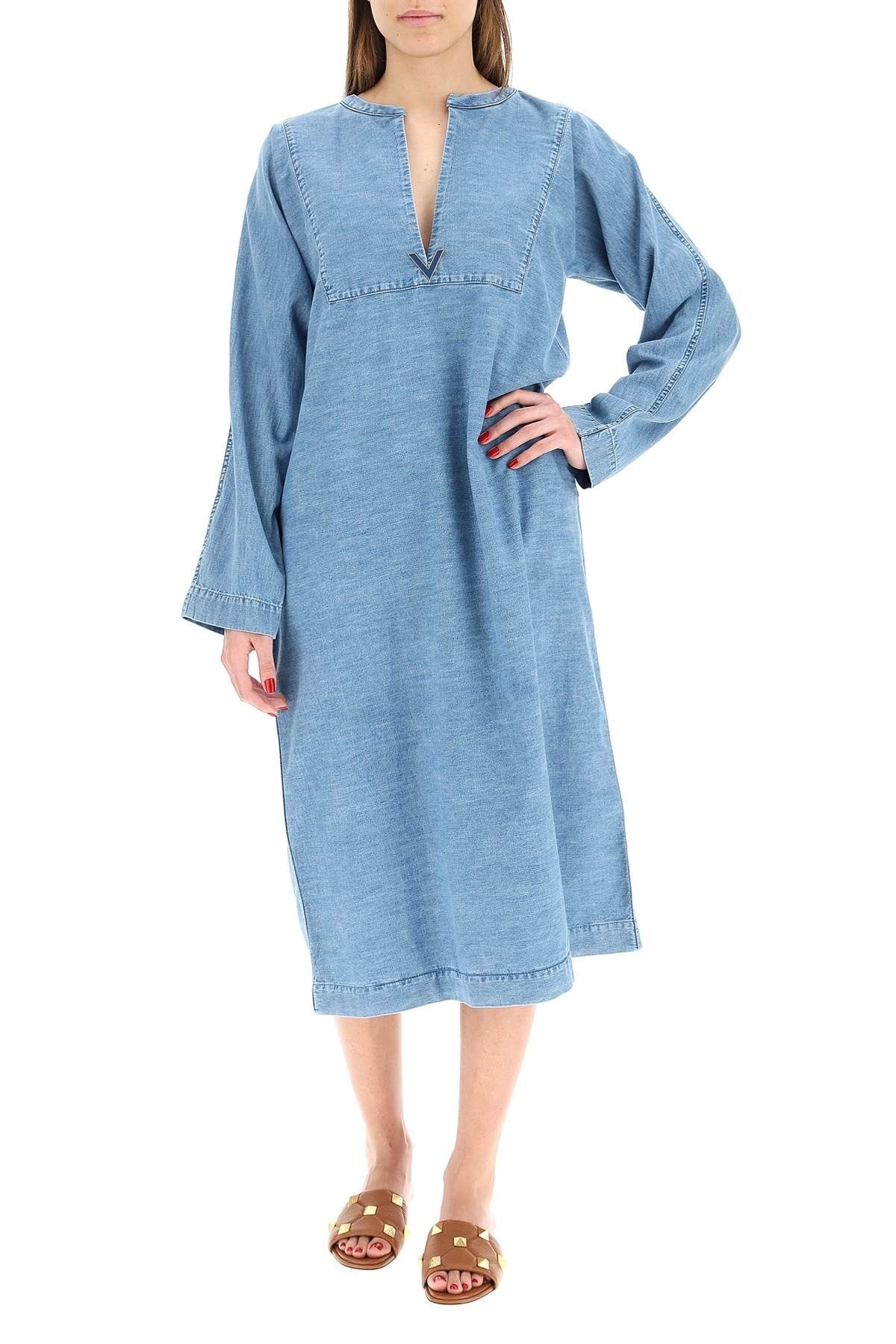 CAFTAN DRESS IN CHAMBRAY DENIM - 2