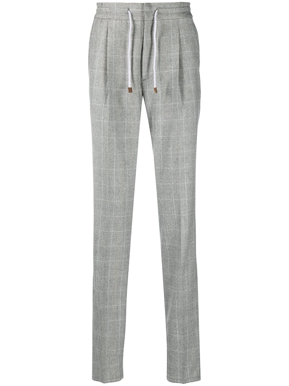 check print straight leg trousers - 1